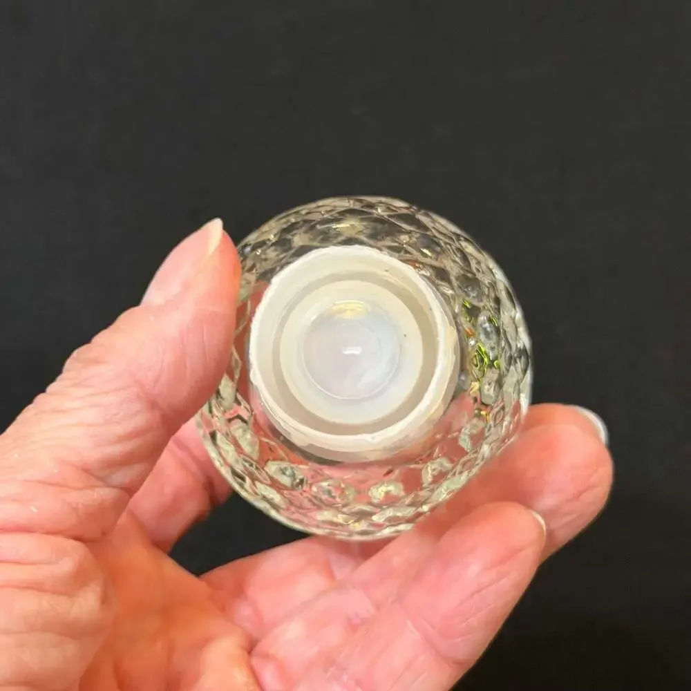 Vintage Cut Glass Decanter with Ball Stopper 9”